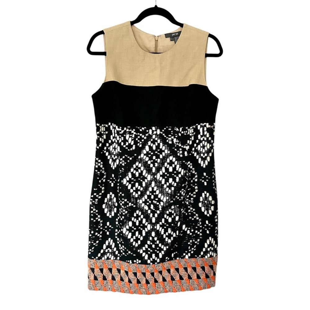 PER SE by Carlisle Woven Jacquard Knit Sleeveless Dress Sz 8 Cotton Viscose